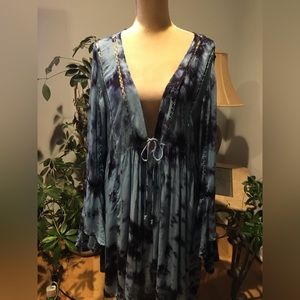 Raviya‎ blue boho tie dye dress  XL New w/o tag  Resort wear, swimsuit coverup.